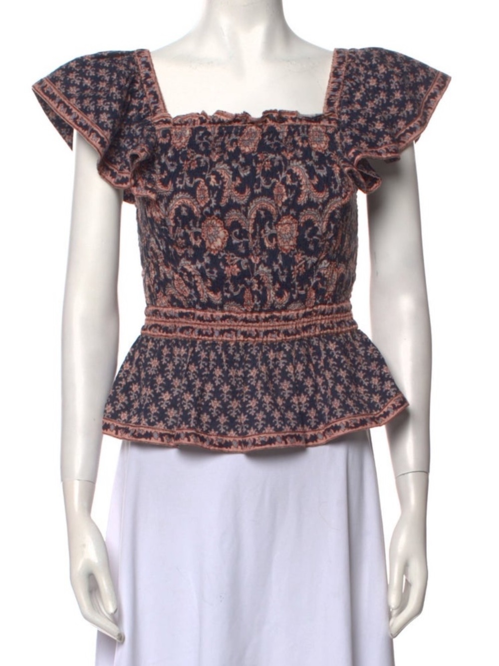 Sea New York jasper border paisley peplum top